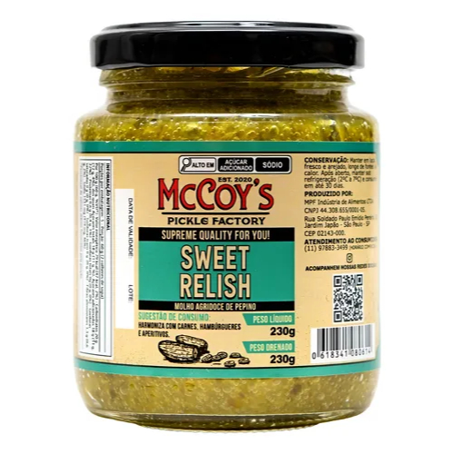 Molho Agridoce De Pepino - Sweet Relish Mccoys 230g