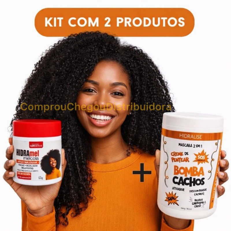 KIT Mel Cola 500g +  Bomba Cachos 1kg Ativador De Cachos Cabelo cacheado crespo definição