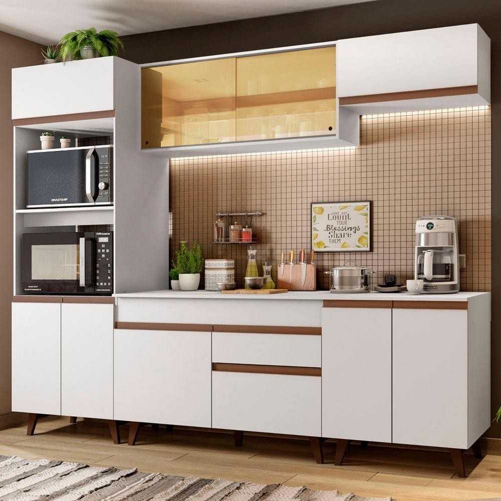 Cozinha Completa com Armário e Balcão Branco Madesa Reims 260002