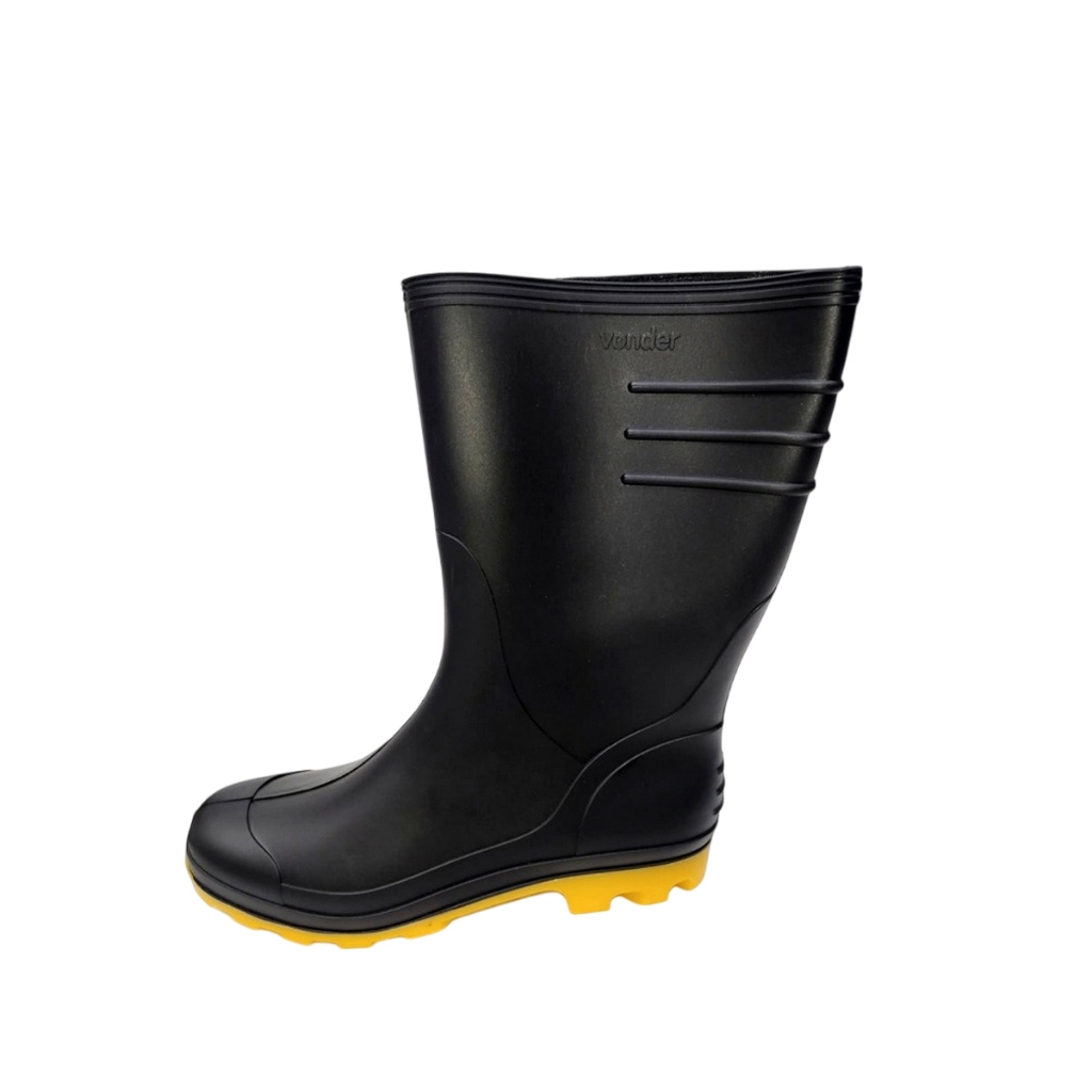 BOTA PRETA PVC SOLA AMARELA VONDER TAMANHO 37