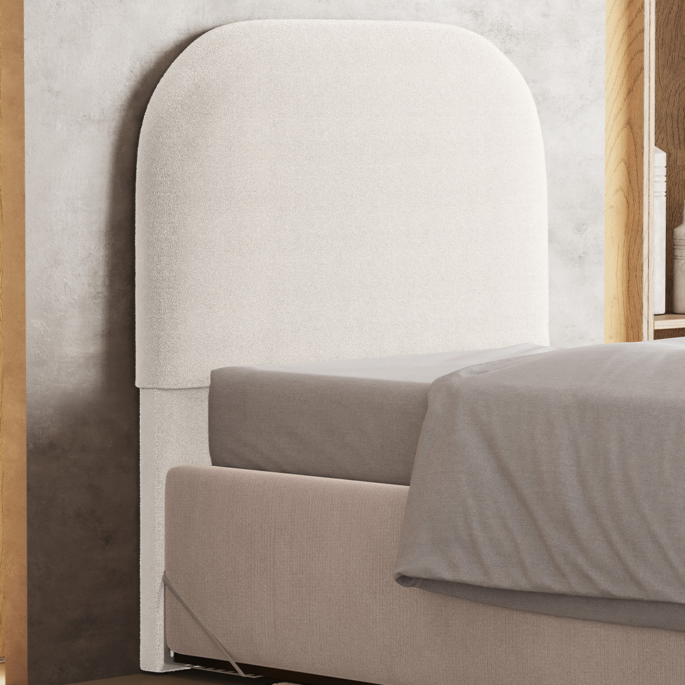 Cabeceira Cama Box Solteiro 100cm Orgânica Lanna W01 Bouclê Creme - Lyam Decor