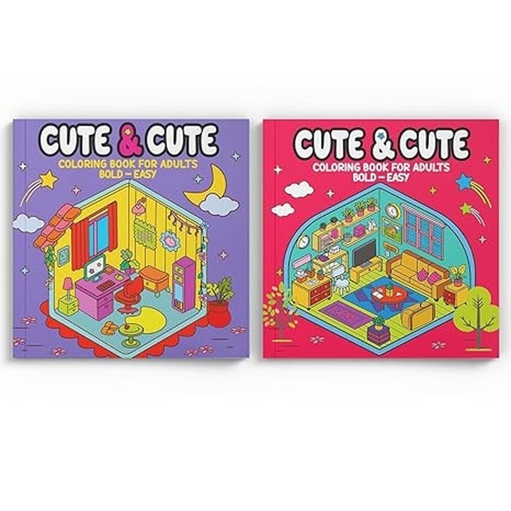 Coleção Cute & Cute Coloring Book for Adults - Kit com 2 Livros de Colorir