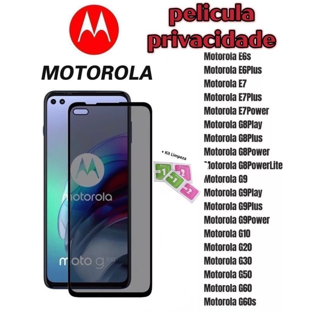 Película Motorola Privacidade de Vidro 3D Privativa Todos Modelos Moto G04/(---)/G100
