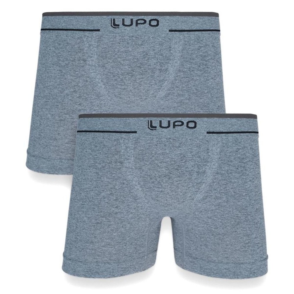 Kit 2 Cuecas Boxer Lupo Microfibra Sem Costura - Cinza