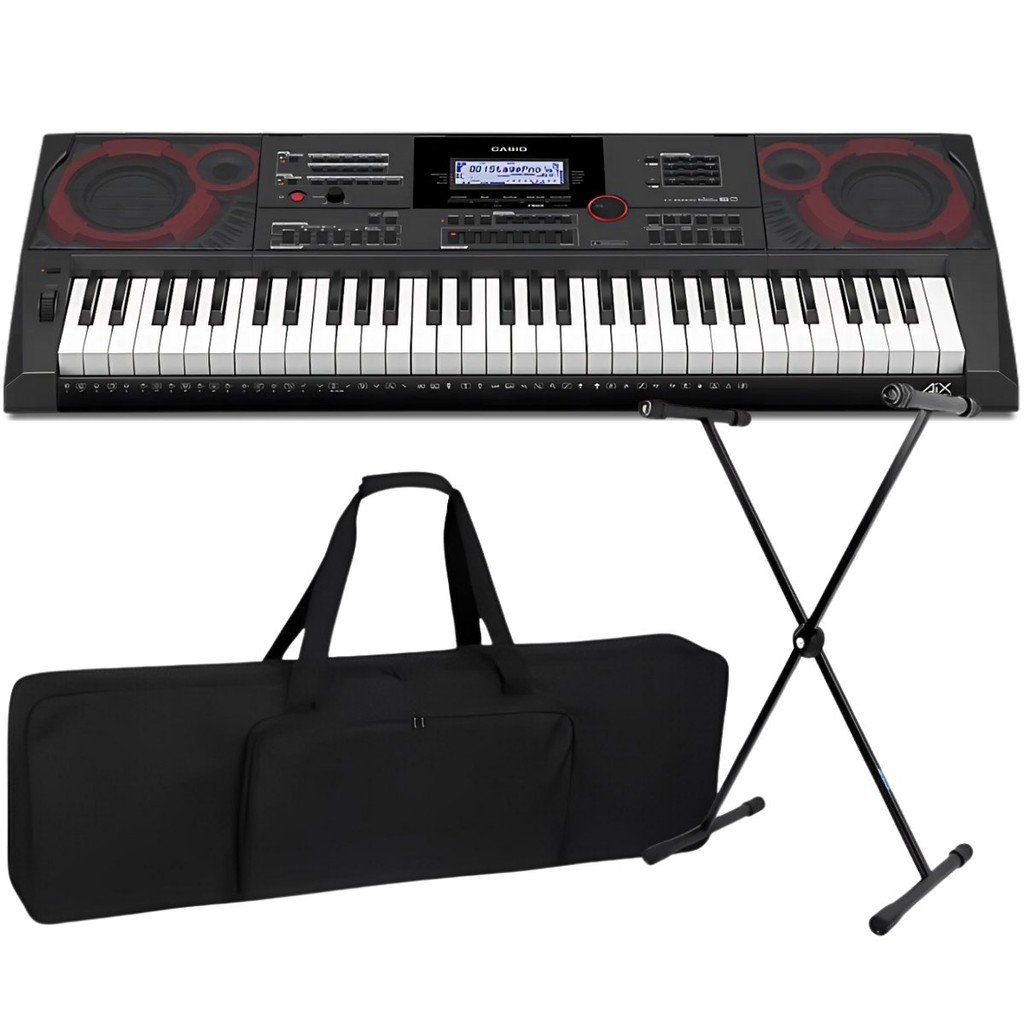 Kit Teclado Casio Ctx5000 Arranjador 61 Teclas Sensitivas + Suporte e Capa