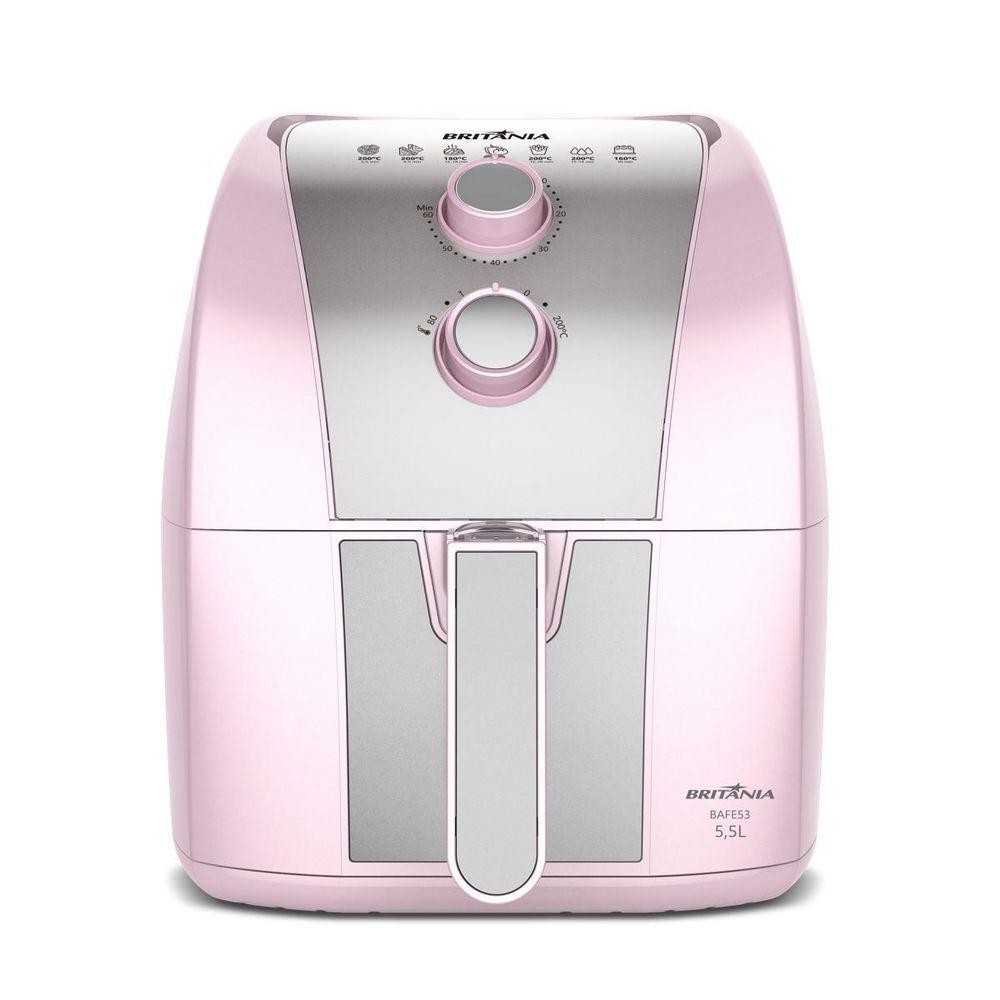 Air Fryer Rosa Britânia 5,5L Sem Óleo 1500W BAFE53 220V