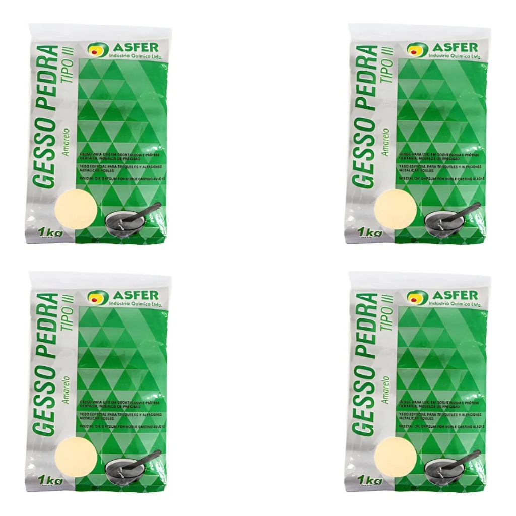 Kit 4 Gesso Pedra Tipo 3 Moldagem Odonto Artesanato Asfer