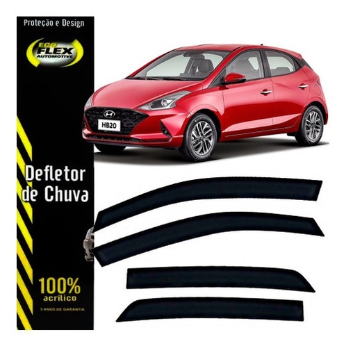 Calha de Chuva Defletor Slim Hyundai Novo Hb20 Hatch 2020 a 2022 4 Portas Ecoflex