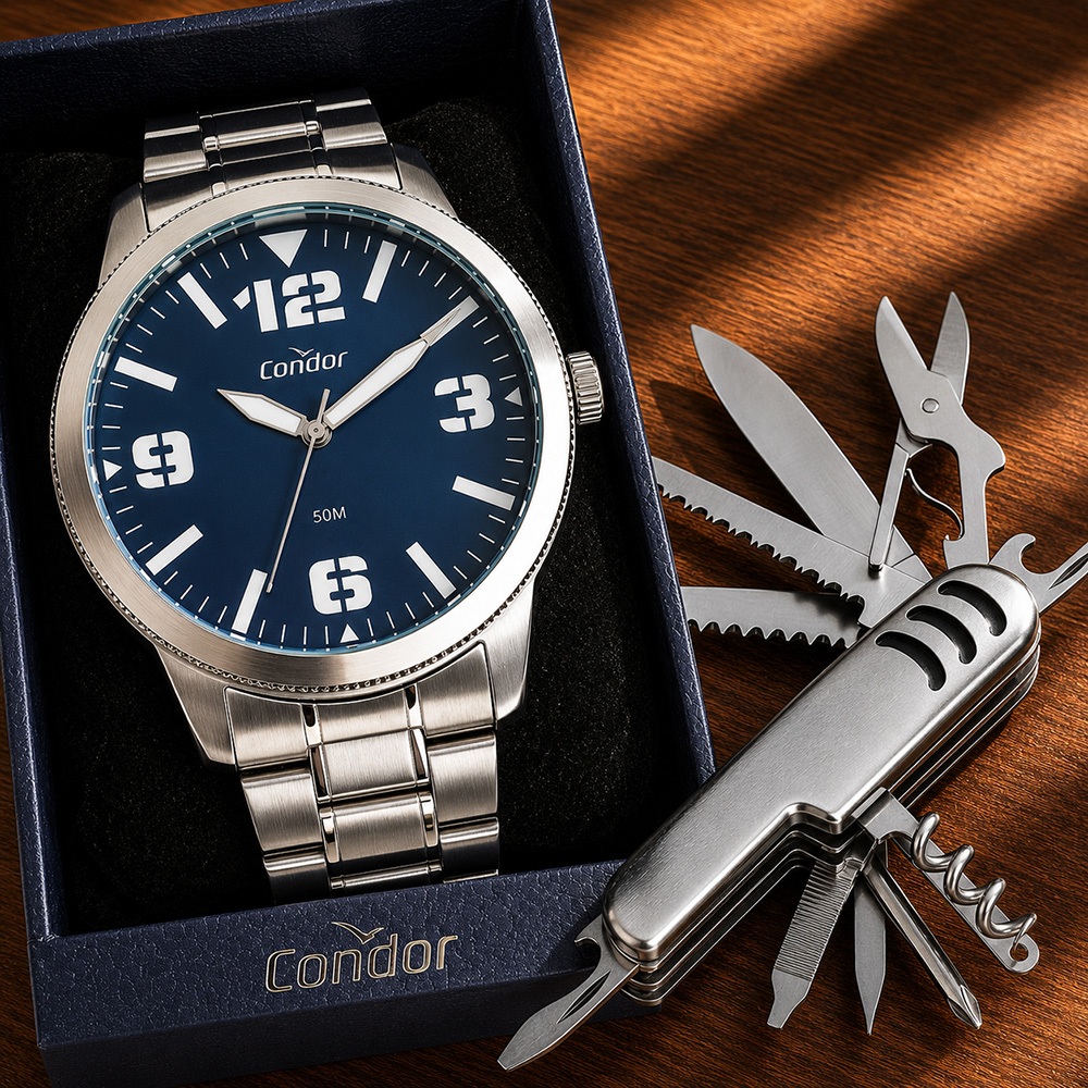 Relógio Masculino Condor Prata Garantia Prova Dagua Original
