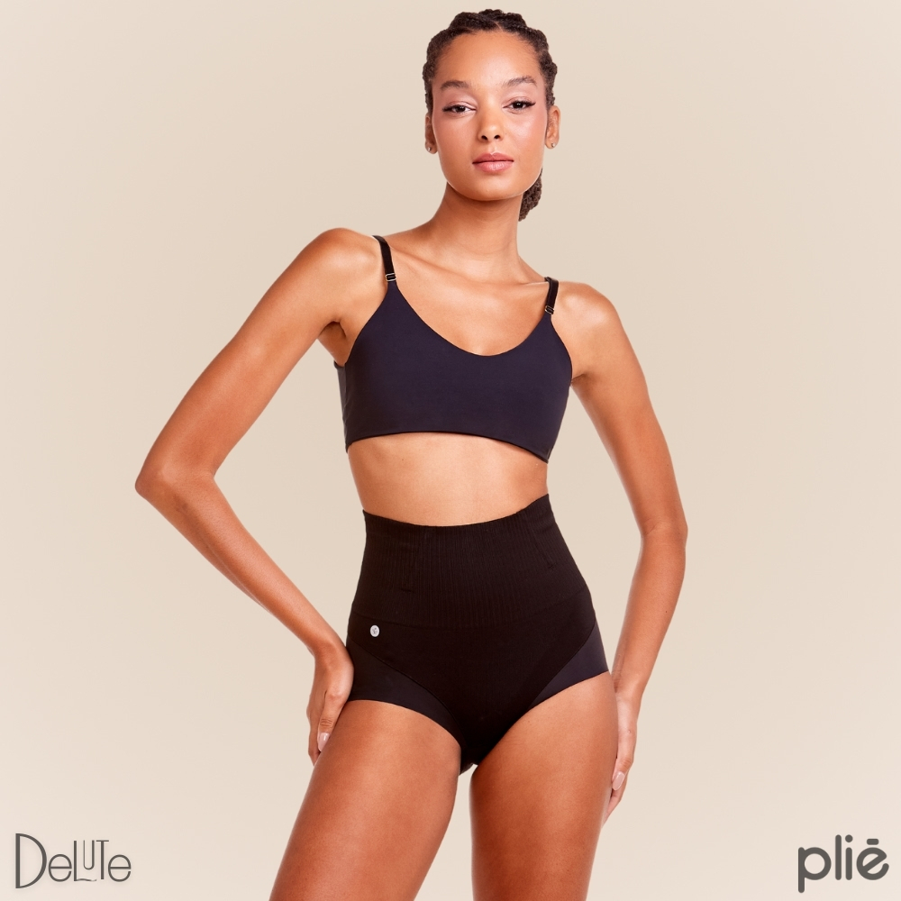 Calcinha Abdominal Modeladora Plié Control Cintura Alta com Mini Barbatanas Reduz Medida
