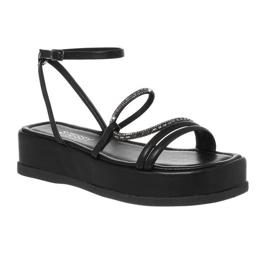 Sandália Feminina Papete Flatform Plataforma Brilho Strass Confortável Original Moda Leve Promoção