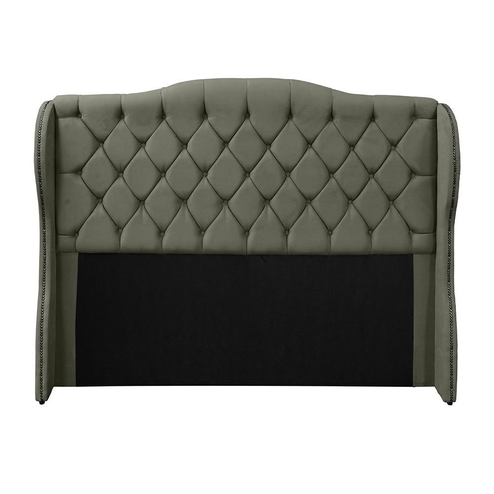 Cabeceira Orquídea Veludo Amêndoa Casal Conforto Elegância Luxo 140cm Madeira