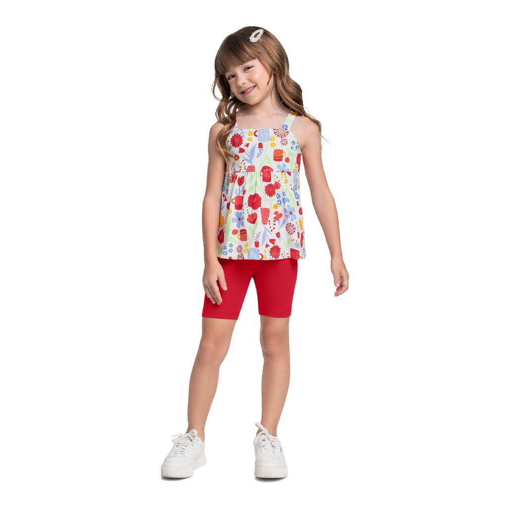 Conjunto Bata Floral e Bermuda Bee Loop
