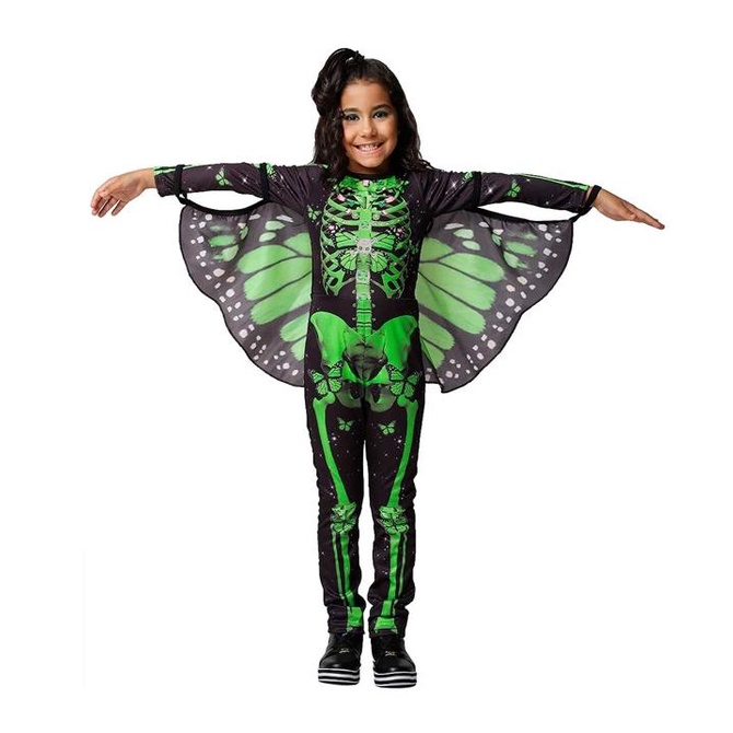 Fantasia Esqueleto Infantil Asa de Borboleta de Halloween