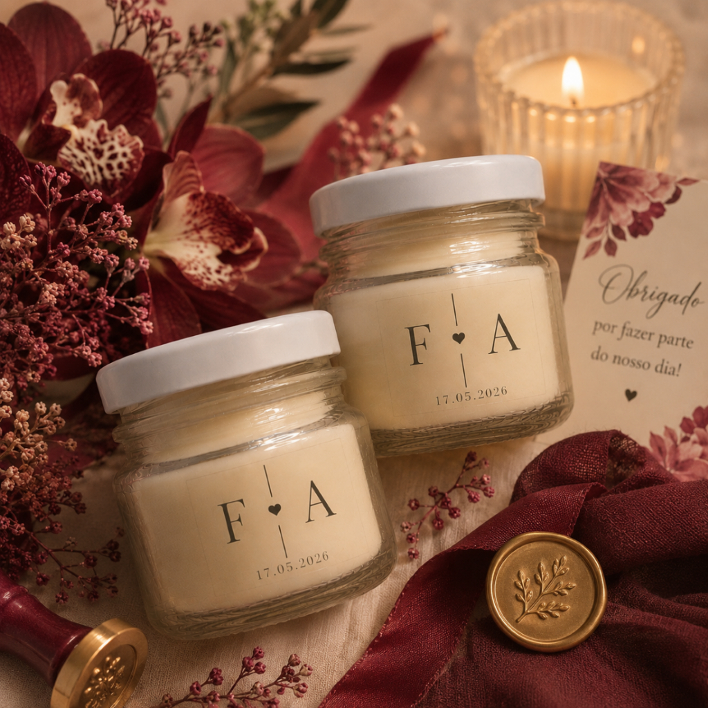 Vela Aromática Lembrancinha de Casamento, Maternidade e Quinze Anos kit 06 - 10 - 20 ou 30 unidades