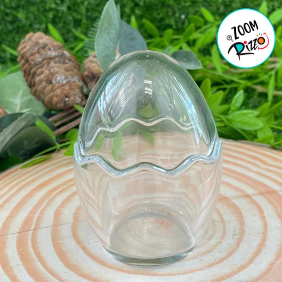 Ovo de Decorativo de Páscoa de Vidro com Tampa - 11,5cm - 1 unidade - Rizzo
