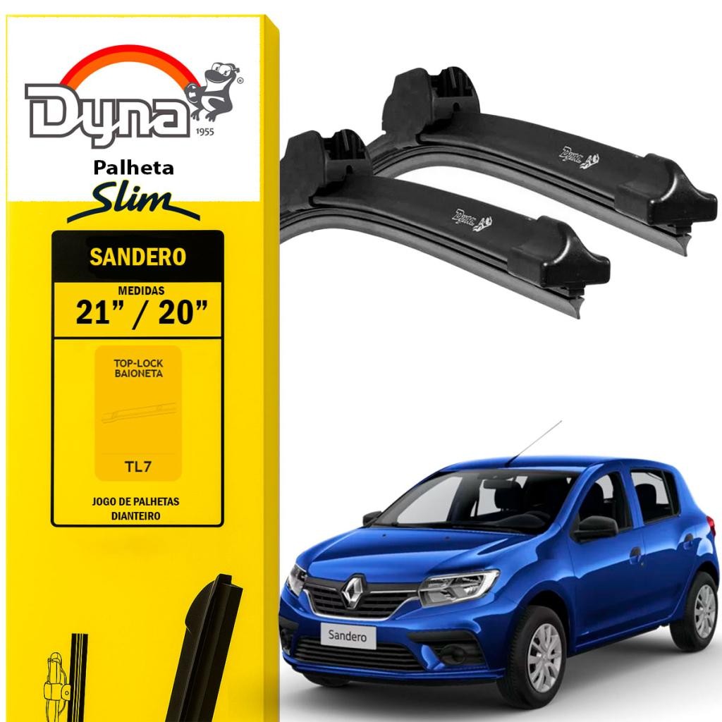 Kit palheta parabrisa dianteiro Sandero 2014 em diante Original Dyna Funcionamento Silencioso