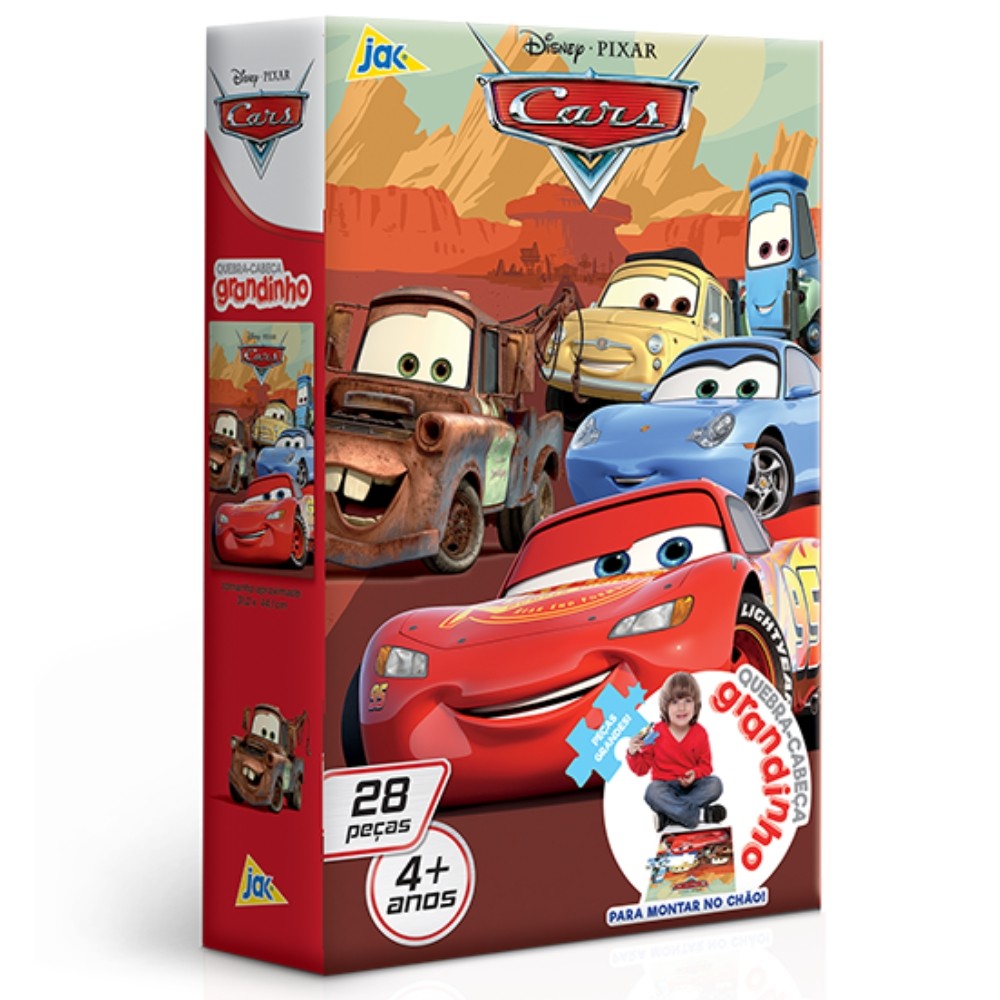 QUEBRA CABEÇA GRANDINHO CARROS DISNEY PIXAR 28 PEÇAS GRANDE TOYSTER FILME DESENHO MCQUEEN CARRO CARS