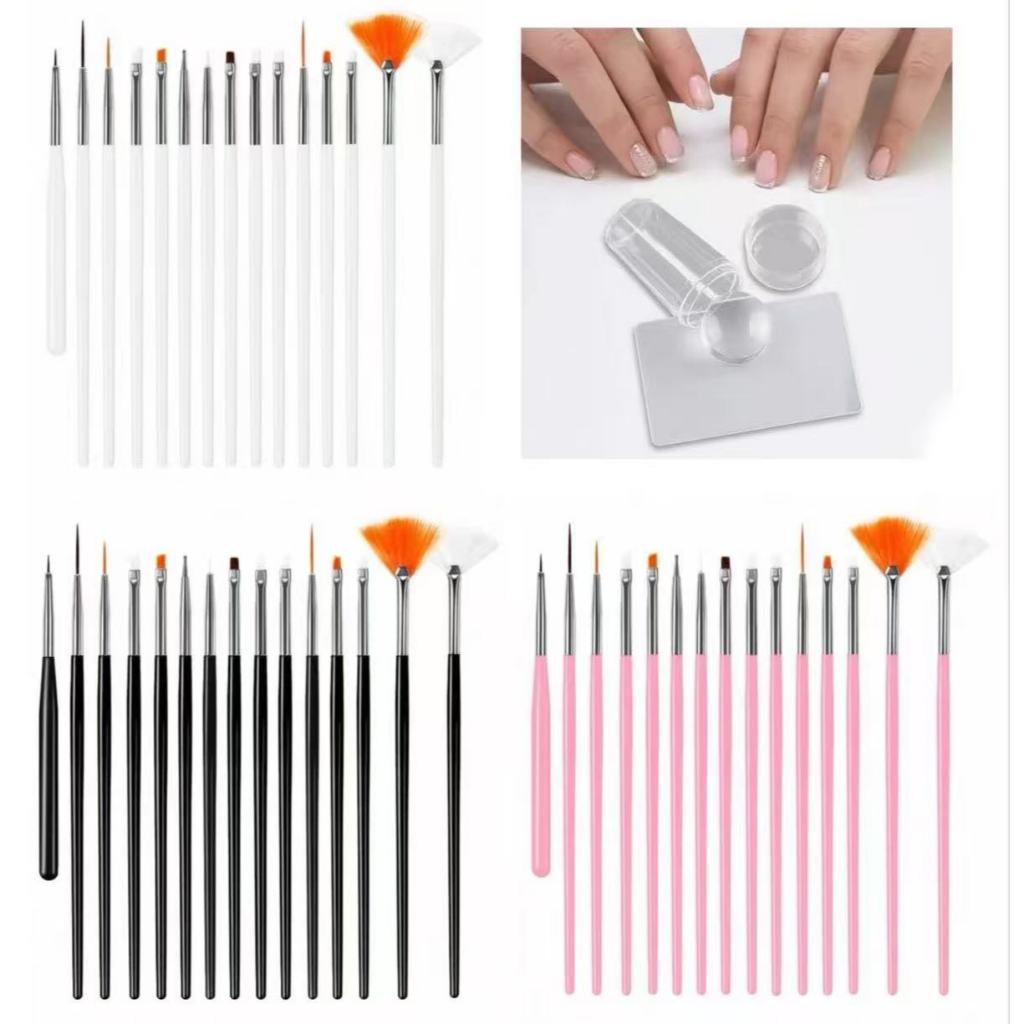 Kit 15 Pincéis Unhas Decoração Nail Art Profissional Com Carimbo de unha Silicone transparente