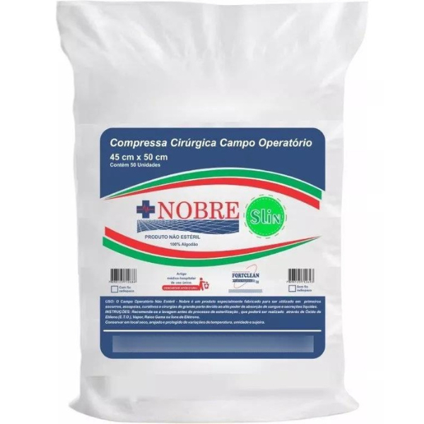 Compressa Cirurgica Campo Operatório Não Estéril 45 X 50 C/ 50 Und - Fortclean 100% algodao