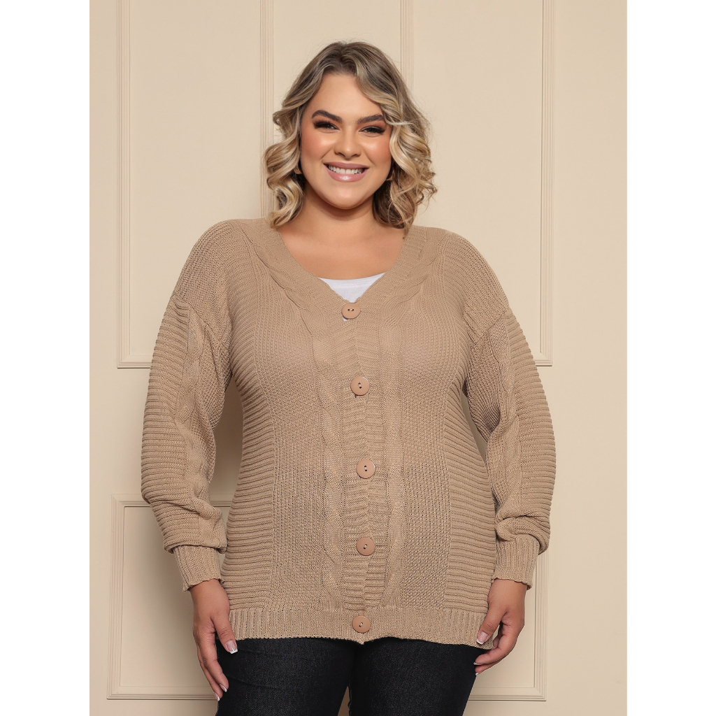 CASACO SUÉTER FEMININO PLUS SIZE TRANSINHA  NOVO COLECÃO