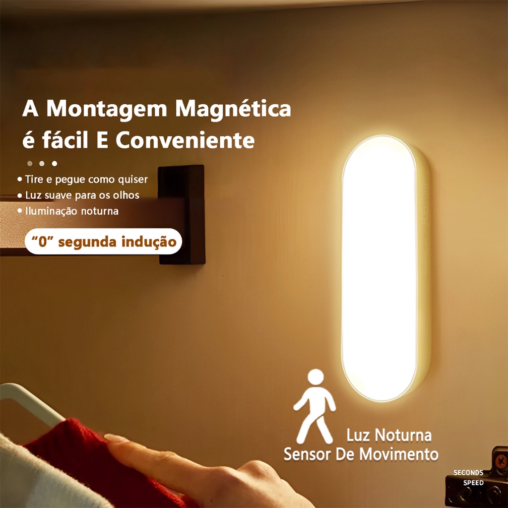 Luz Noturna LED Sensor De Movimento USB Recarregável Lâmpada De Noite Dual Color Luz Quente Fria