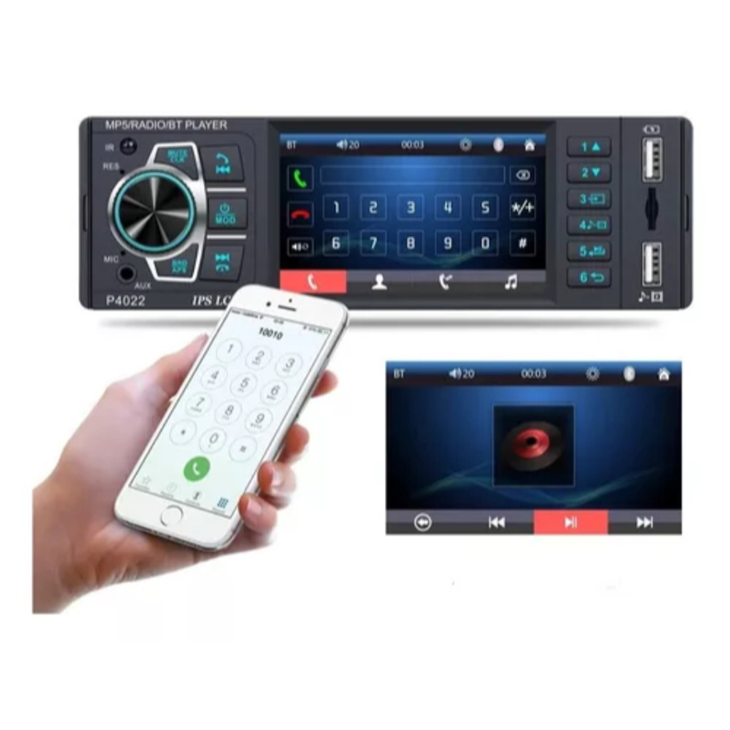 Rádio Central Multimídia MP5 Bluetooth FM Tela 4 Com Controle