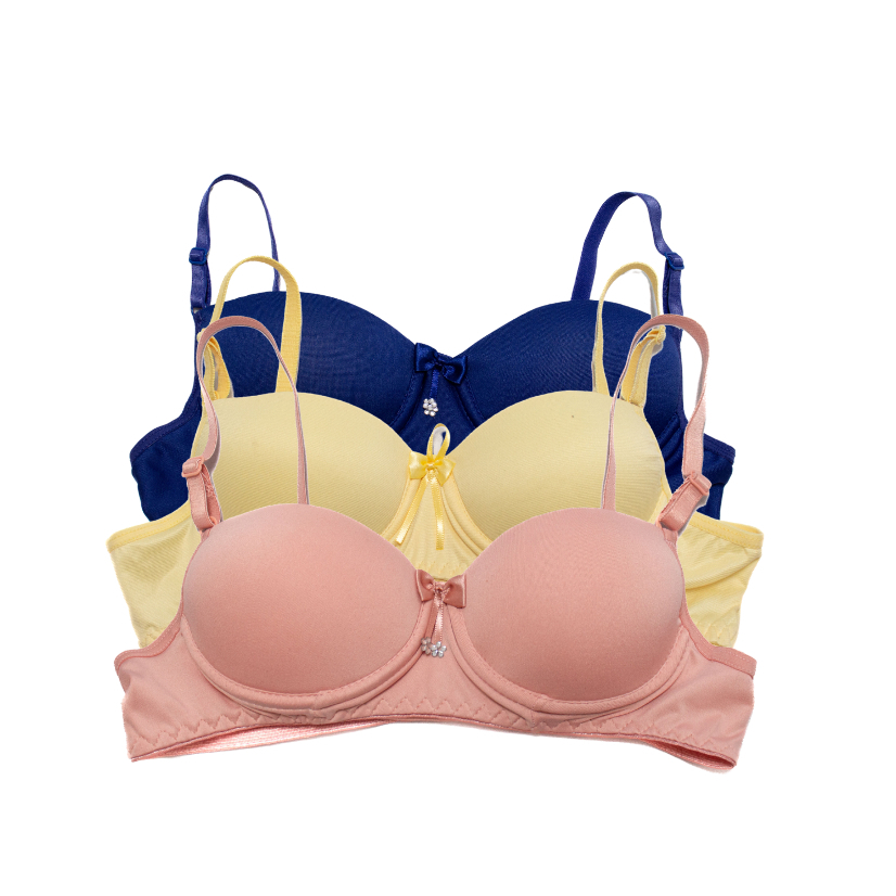 Kit 3 Sutiã  Infantil Menina Moça De Bojo Juvenil Liso  Microfibra