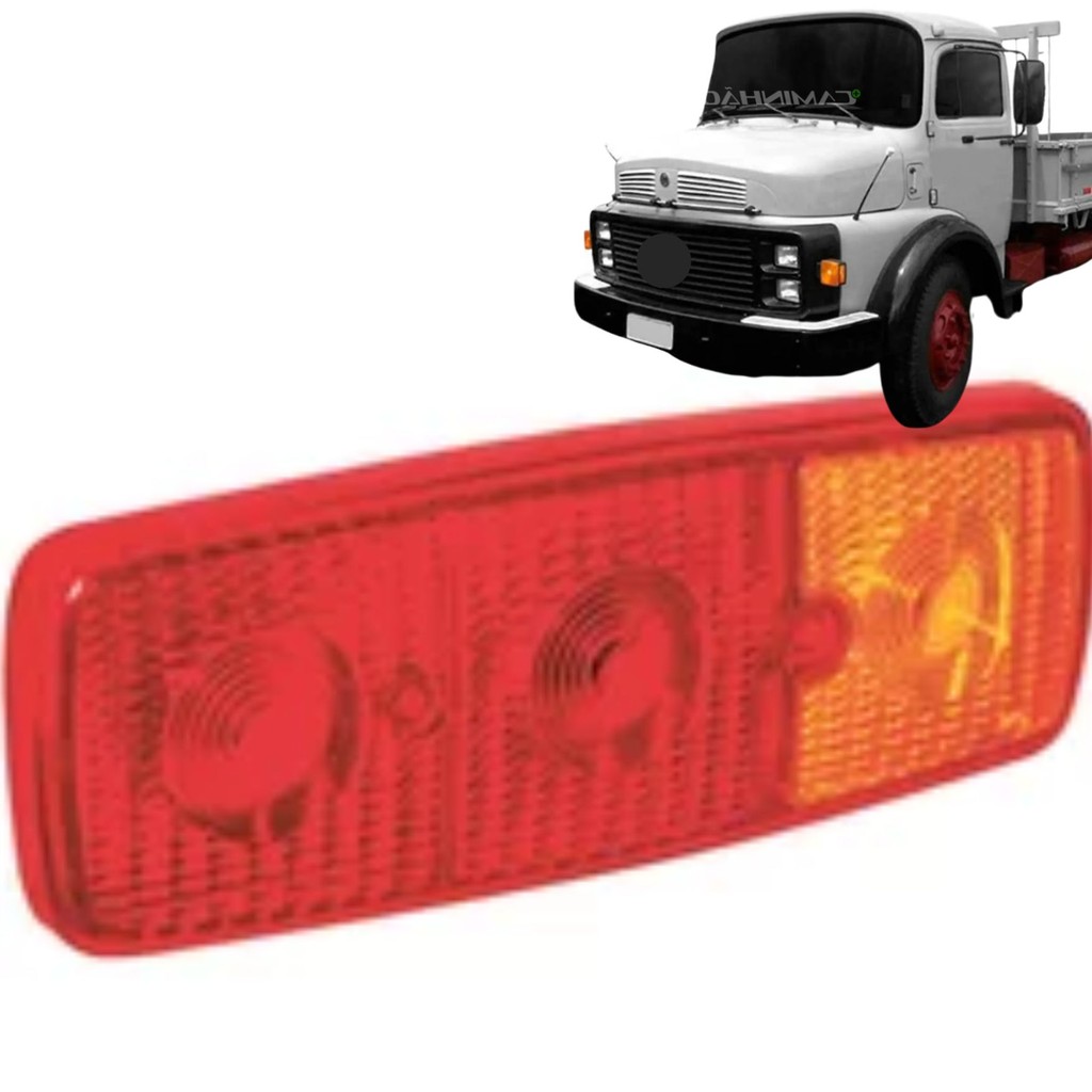 Lente Lanterna Traseira Mercedes-Benz 1113 / 1313 / 608 / Bandeirante - Bicolor - Vermelha / Âmbar - LD / LE