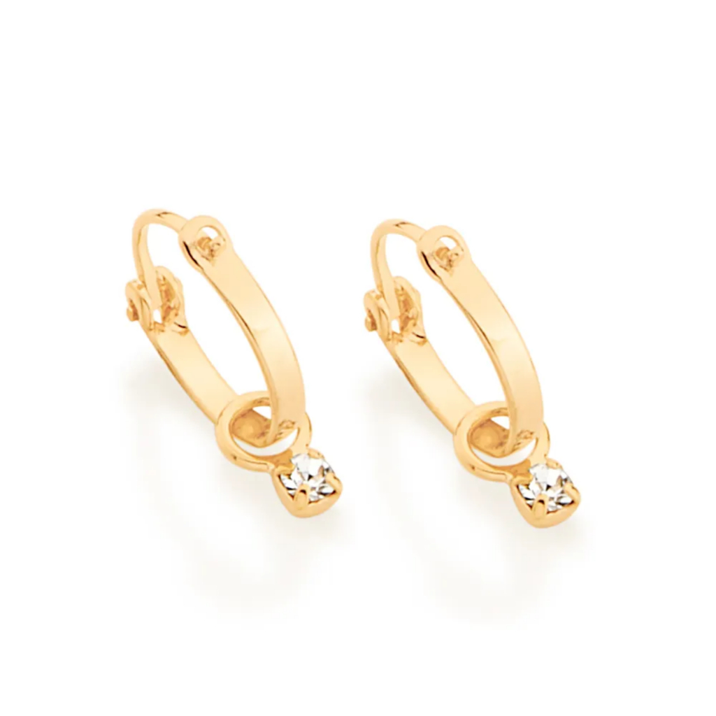 Argola Infantil Rommanel Dourada Banhada A Ouro 18k Com Cristal 522959