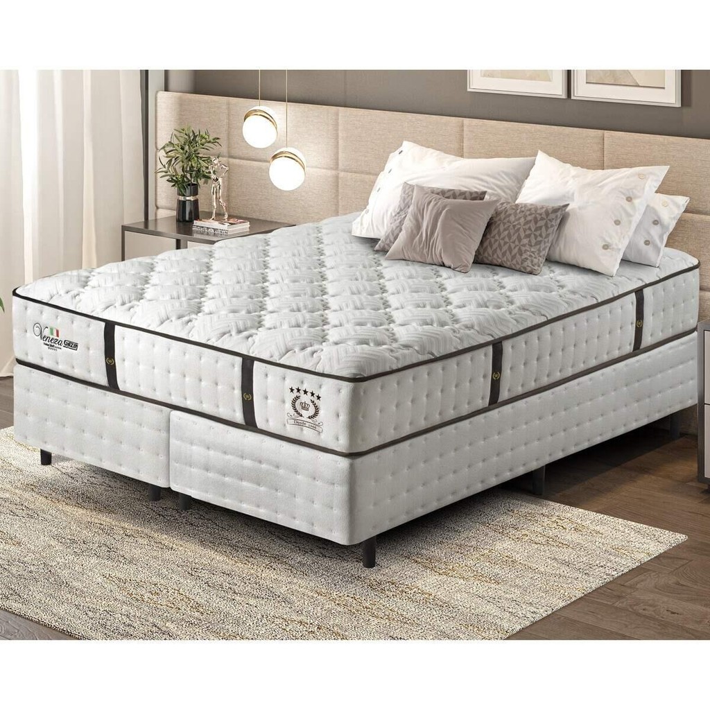 Cama Box Conjugado Queen com Colchão (158x69x198) Veneza II Gazin CR35311