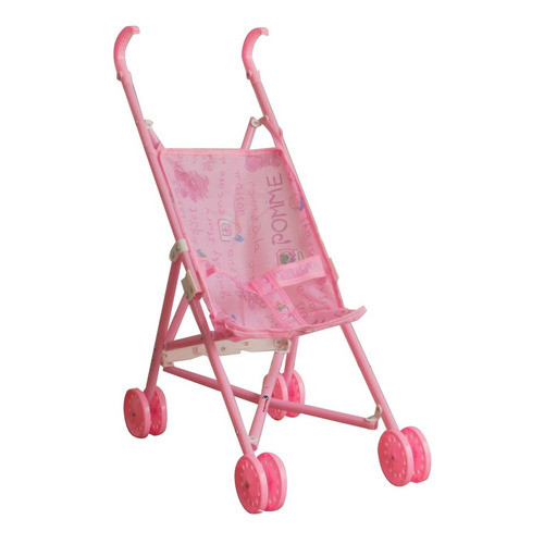 Carrinho De Boneca Tipo Guarda-Chuva Rosa Com 4 Rodas Dobrável Leve Portátil Infantil Importway