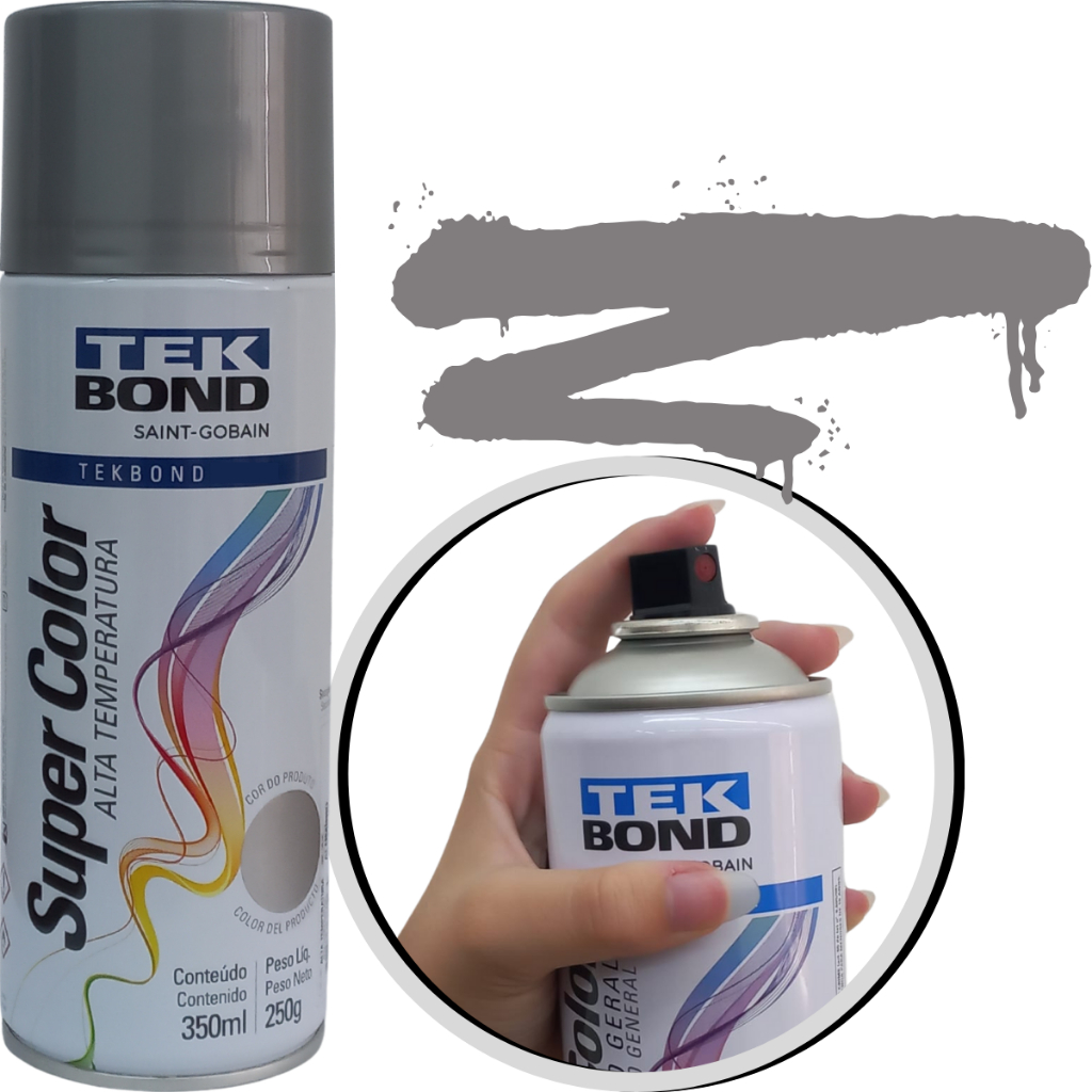 Tinta Spray Super Color Alumínio Alta Temperatura 350ml Tekbond
