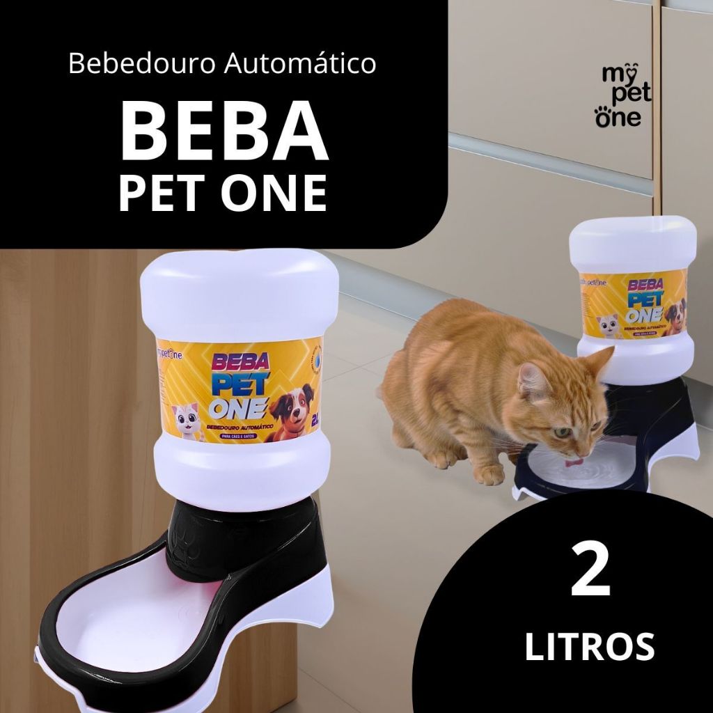 Bebedouro Automático Beba Pet One Preto Galão - 2 Litros