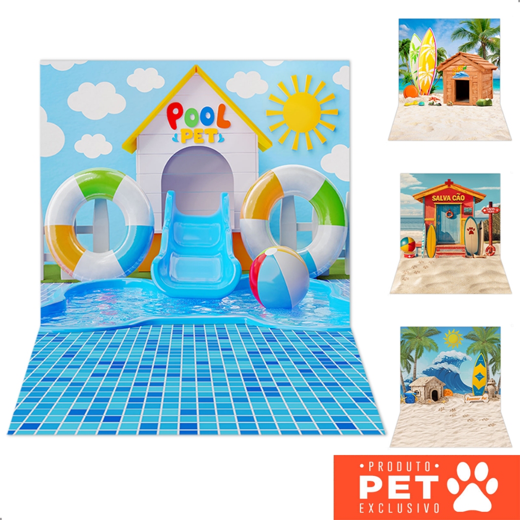 Fundo Fotográfico Pet Shop Verão Em Tecido 1,20x1,70m - Vários Modelos