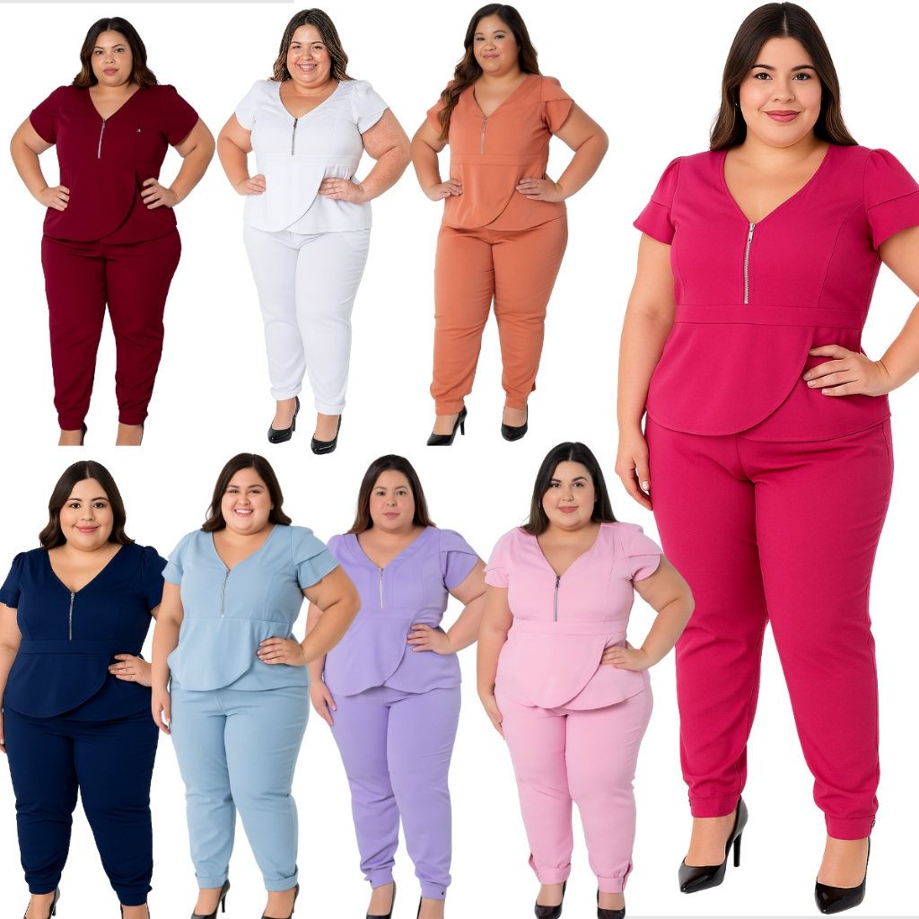 Conjunto Feminino Scrub Transpassado Plus Size Uniforme Casual Secretária Clínica Consultório Beleza