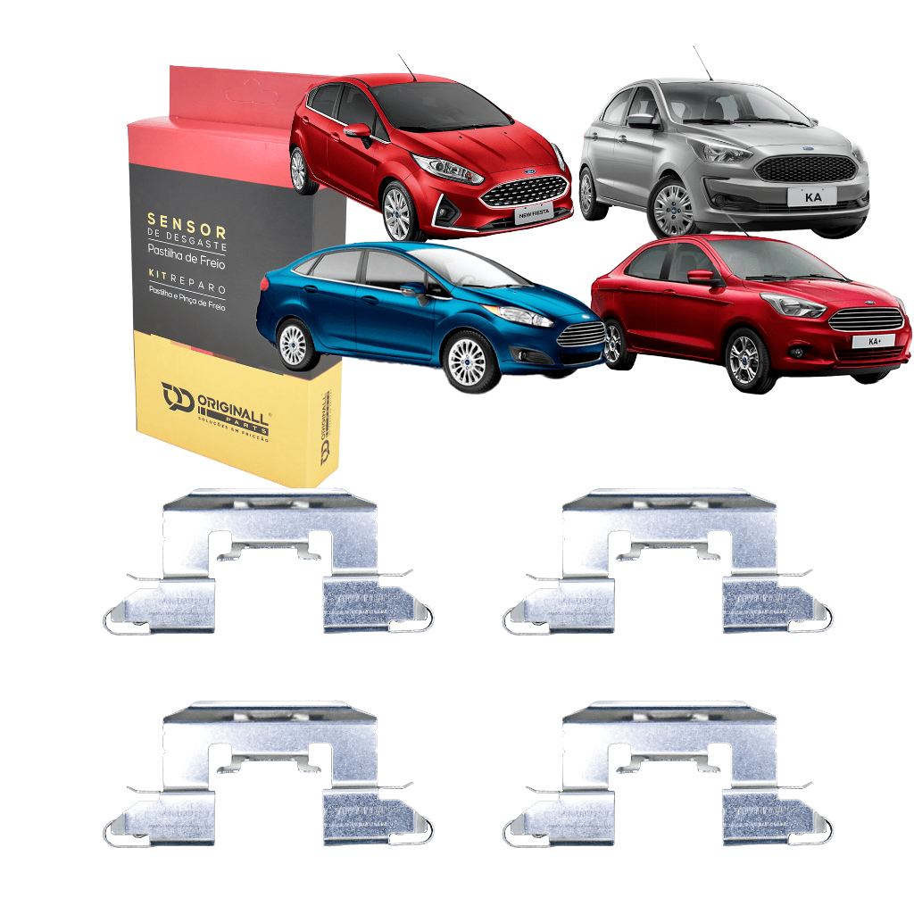 Kit 4 Trava Mola Pastilha Freio Dianteiro Ford New Fiesta 2011 a 2019 Ka 2015 a 2021