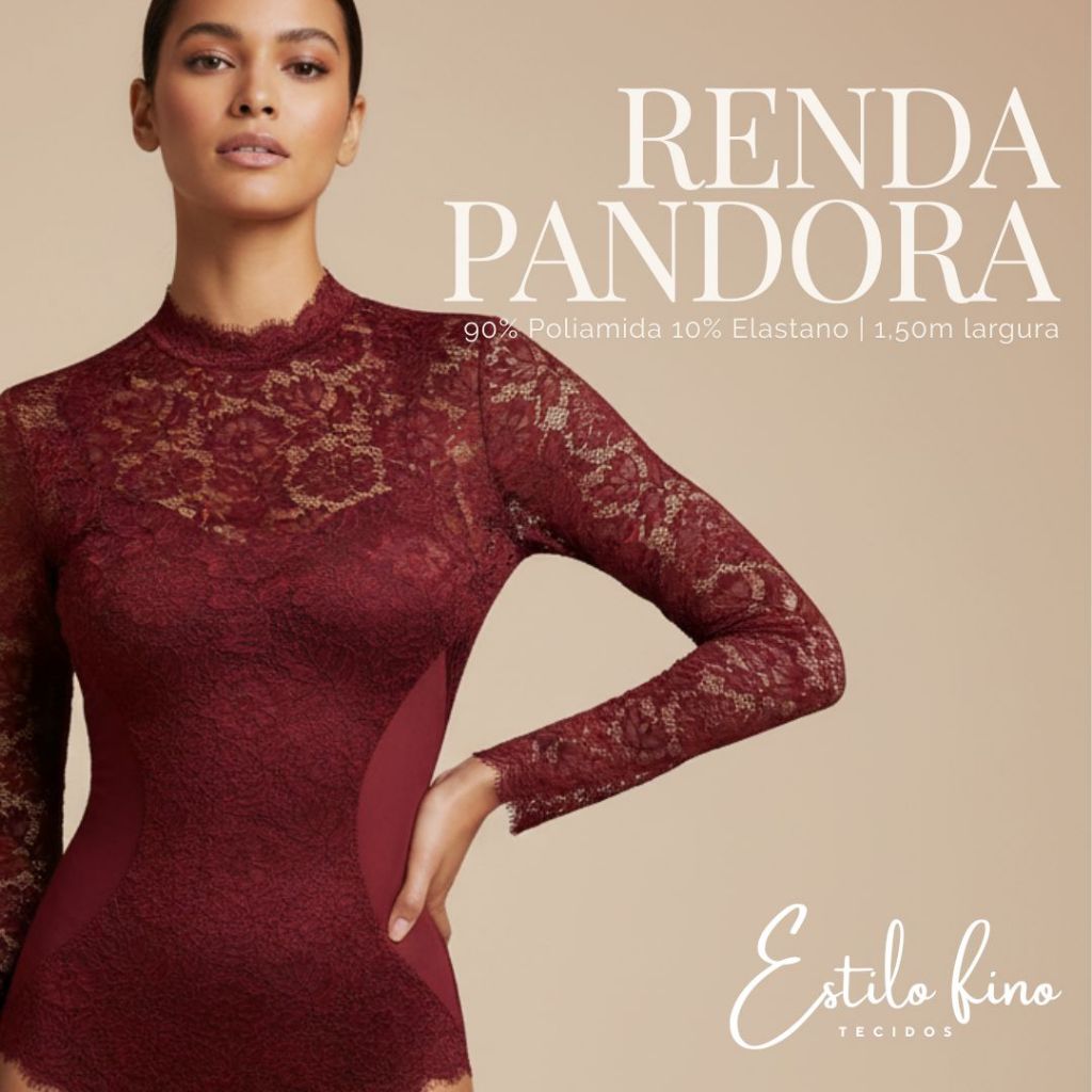 RENDA PANDORA 90% Poliamida 10% Elastano 1,50m larg TECIDO delicado e sofisticado