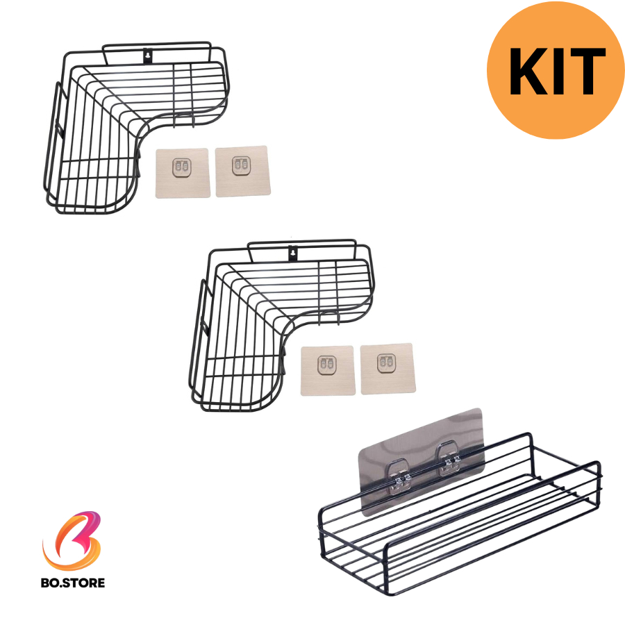 Kit 3 Prateleira organizadora para banheiro porta shampoo Suporte para Casa