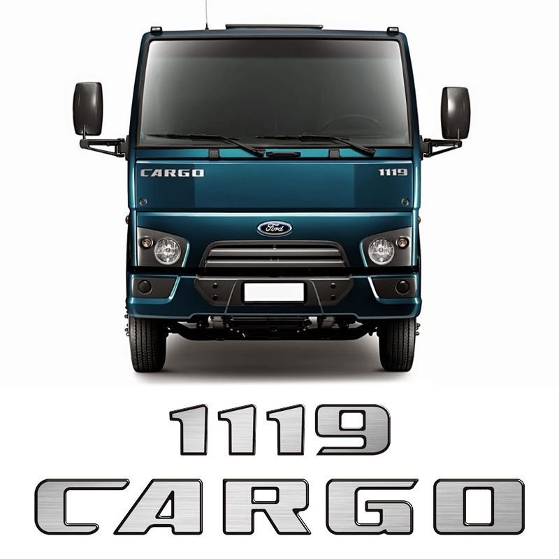 Kit Adesivos Ford Cargo 1119 Emblemas Capo Escovado Resinado