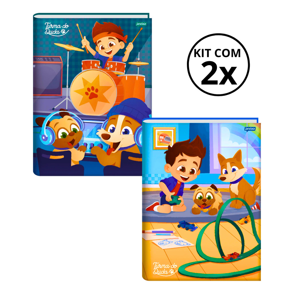 Kit Com 02 Cadernos Brochura 80 Folhas Turma do Duda - Jandaia