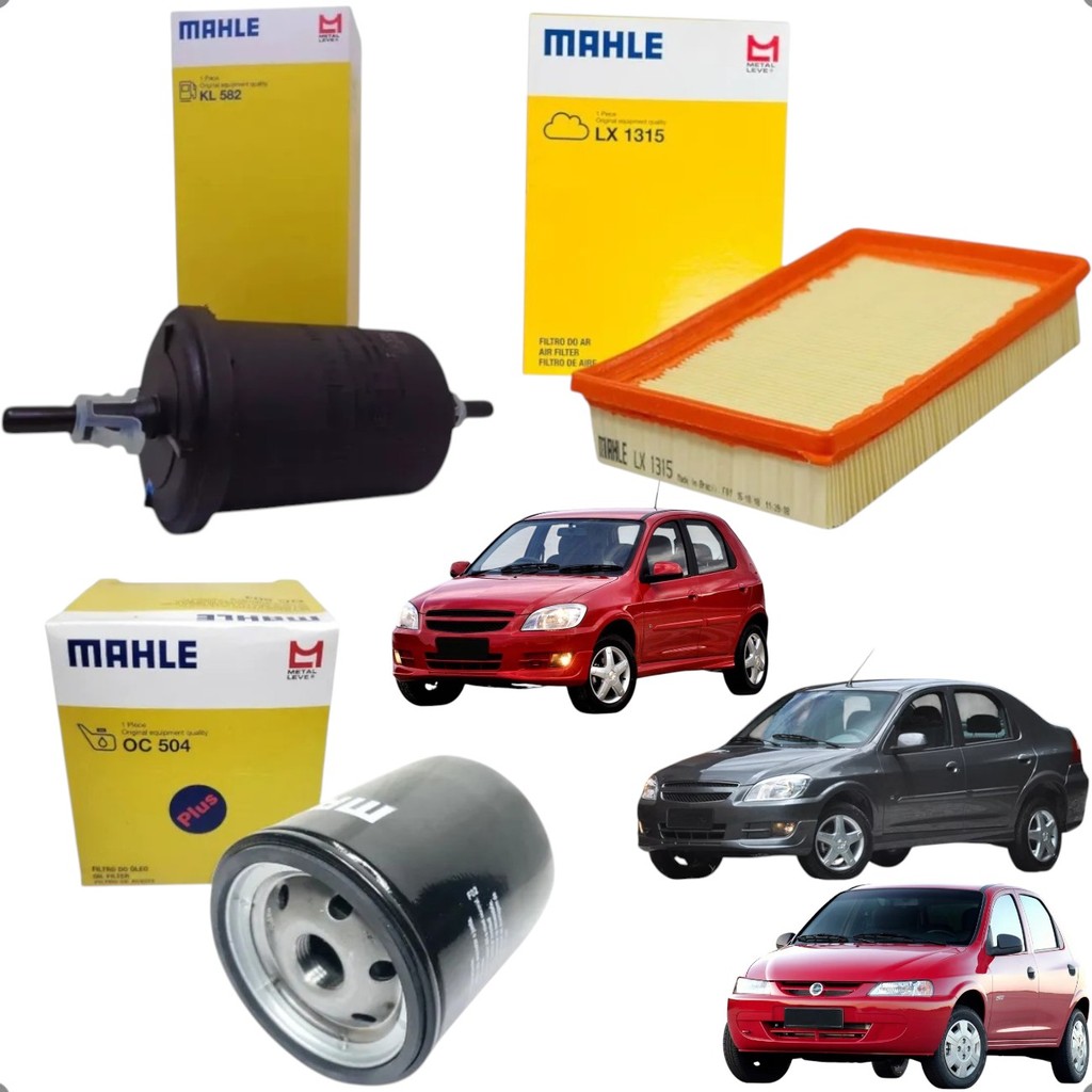 Kit Troca 3 Filtros Mahle Óleo Ar e Combustível para Chevrolet Celta 1.0 1.4 Prisma Antigo até 2012