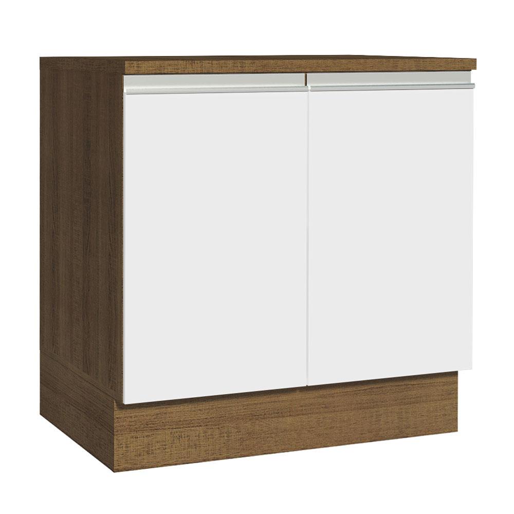 Balcão Armário de Cozinha 80 cm 2 Portas Rustic/Branco Glamy Madesa