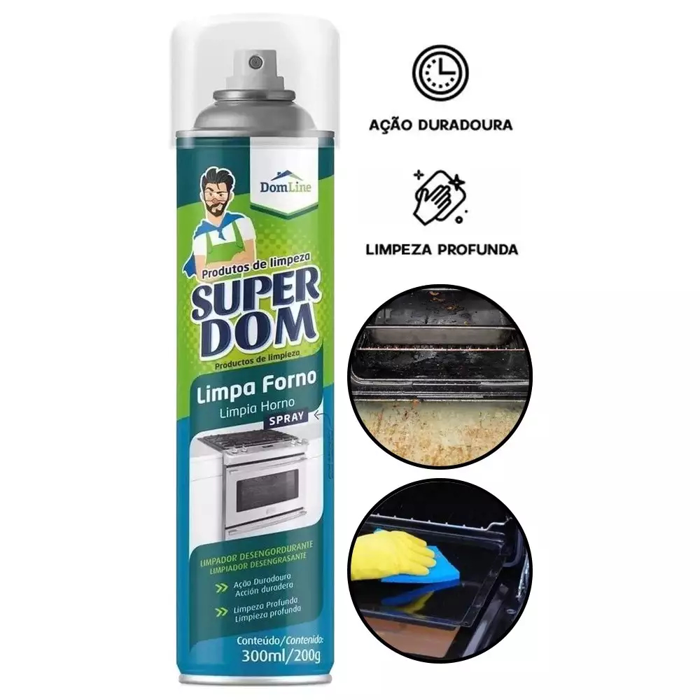 Limpa Forno Spray 300ml Fogão Remove Gordura Impregnada Prático Rápido Alta Limpeza Super Dom Ou Zip