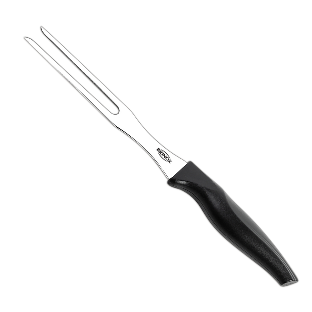 Garfo Trinchante Brinox Cross 29 cm Em Aço Inox Com Cabo Preto