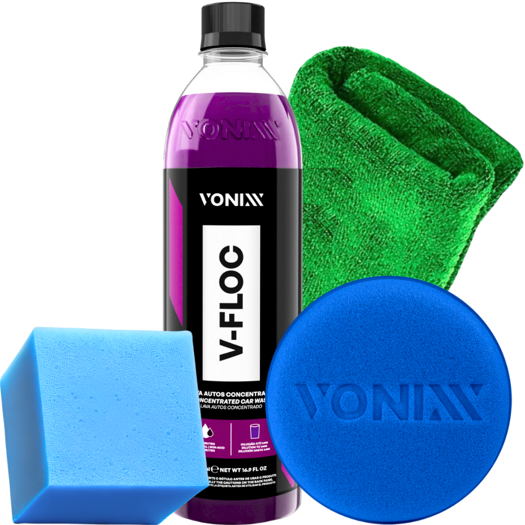 V-Floc 500ml Shampoo pH Neutro Concentrado Lavagem + Pano + Aplicador