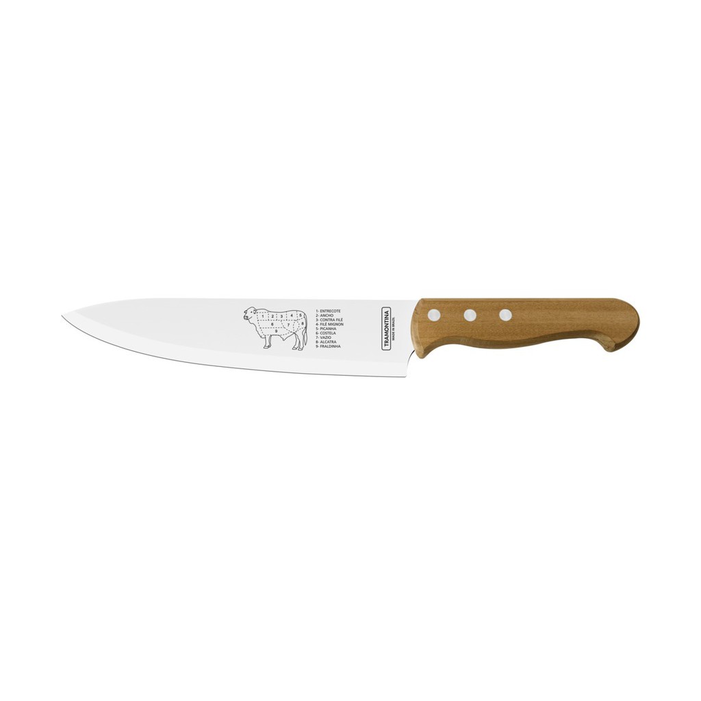 Faca para Carne Com Lâmina de Aço Inox e Cabo de Madeira 8 Tramontina - 22938108