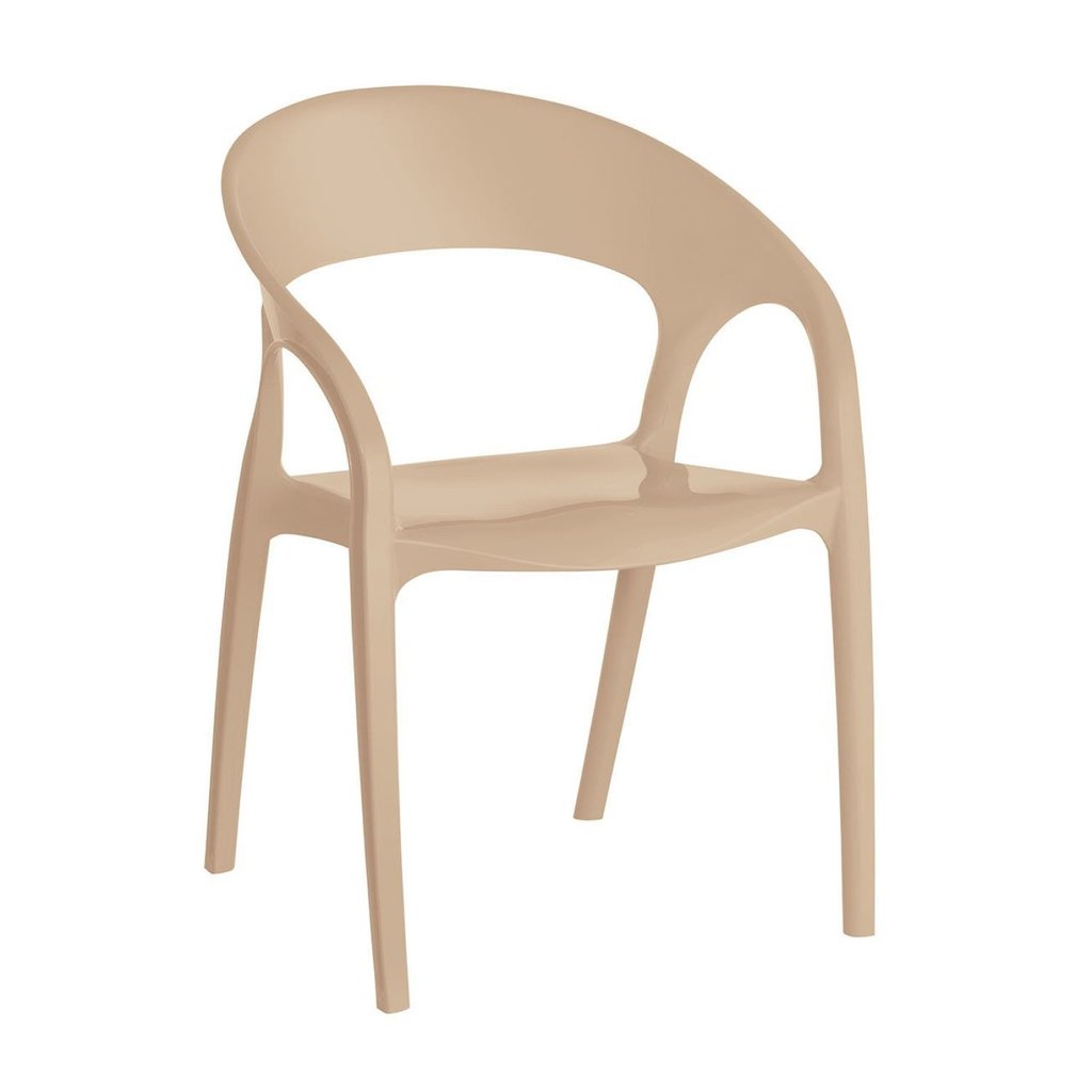 Conjunto 4 Cadeiras de Plástico Polipropileno Empilhável Glass Plus Capuccino