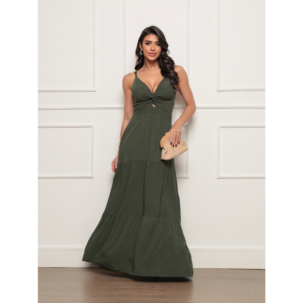Vestido Pipoca com Detalhe de Nó na Cintura e Corte em Camadas para Eventos Especiais