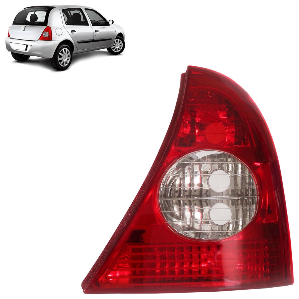 Lanterna Traseira Clio Hatch 2003 2004 2005 2006 2007 2008 2009 2010 Bicolor Lente Lisa Acrilico